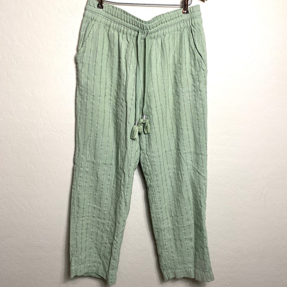 Soft Surroundings Pants Womens Size Small Seafoam Green Linen Blend Loungewear